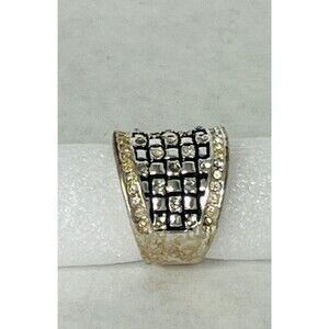 Vintage MOD Costume RING Rhinestone Sz 6 Silver Tone Cocktail Jewelry